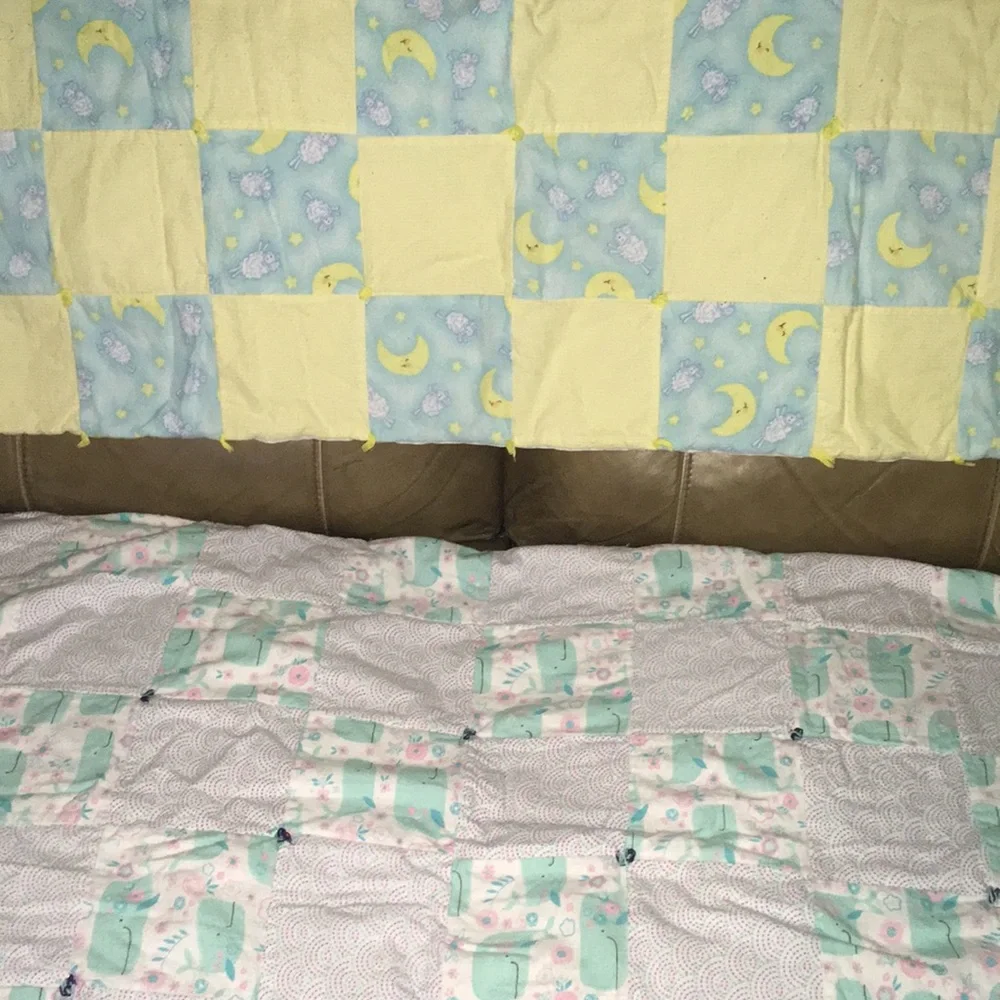 2 Handmade Quilted Baby Blankets